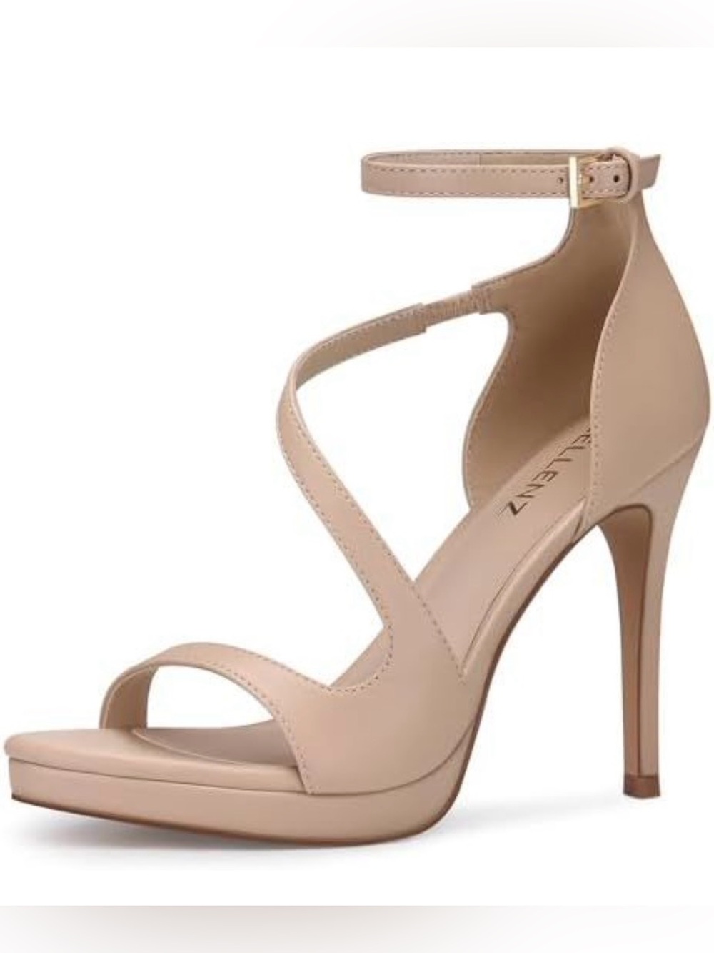 Cellenz Women’s Nude Strappy High Heel Sandals with Ankle Strap - US Size 8.5